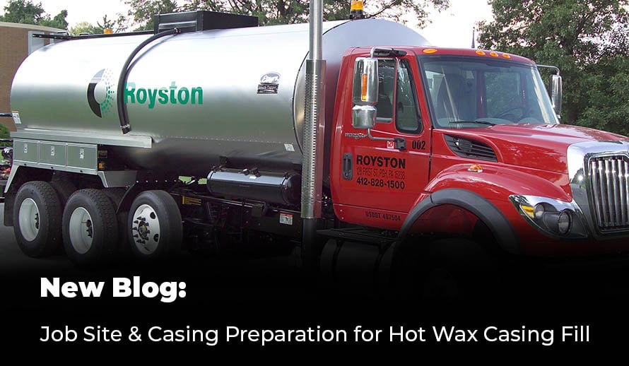 A Royston Truck delivering a hot applied casing filler for eliminating electrolytic shorts occurring in annular spaces between carrier pipes and casings