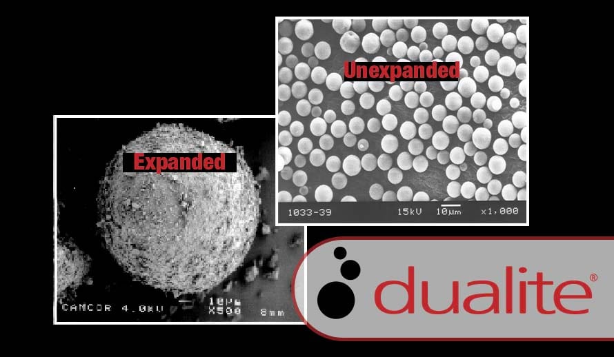 Dualite unexpanded vs expanded microspheres