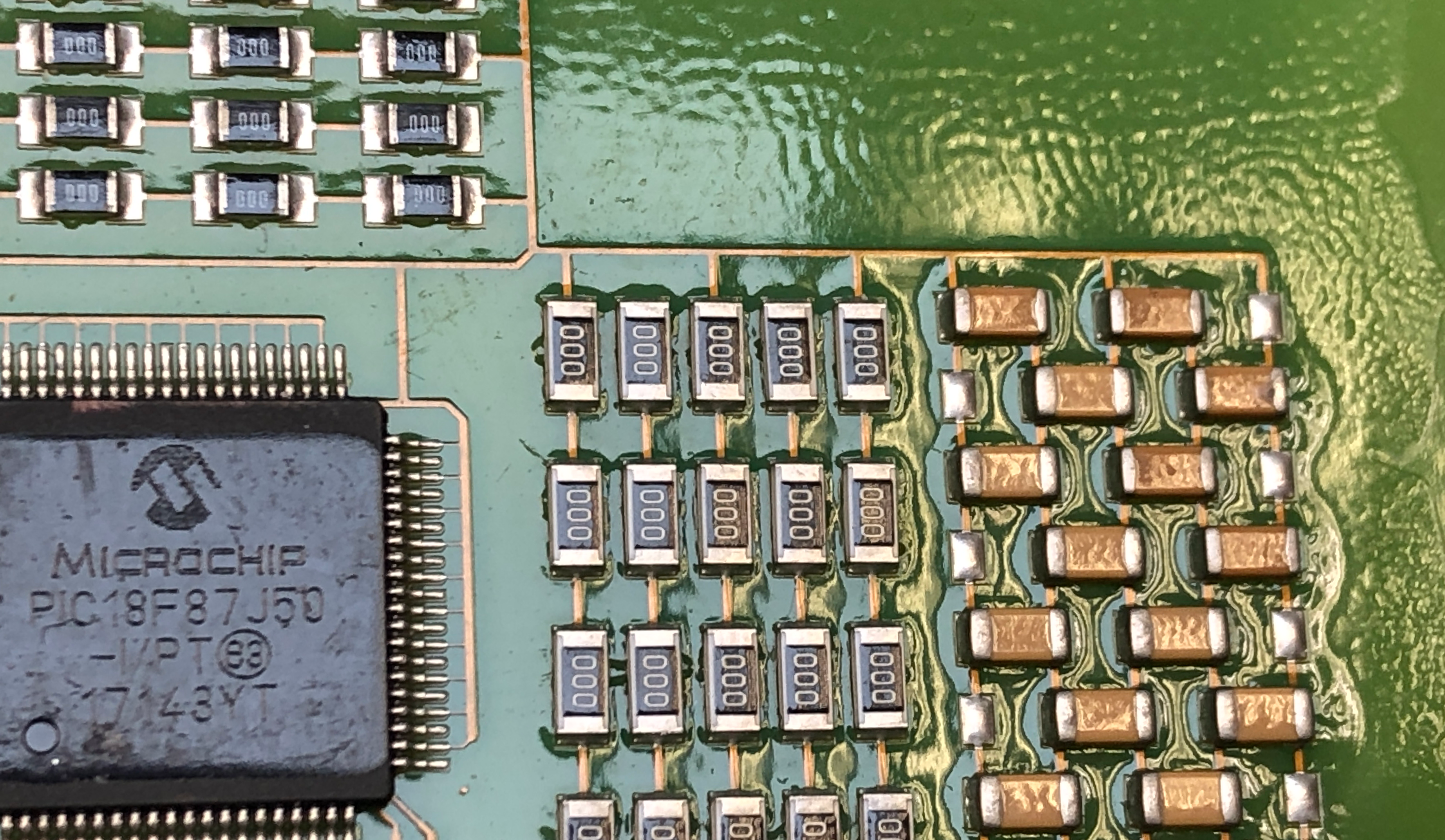 Orange peel on a PCB after being coated with conformal coatings