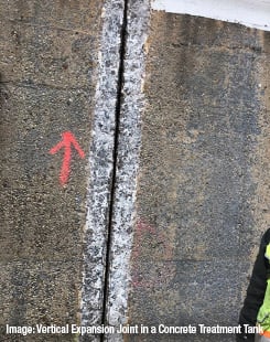 Vertical Expansion Joint in a Concrete Treatment Tank