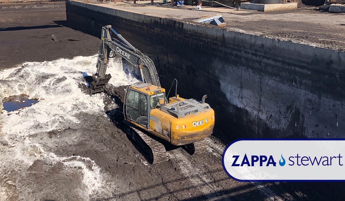 Wastewater treatment sludge being treated in plant